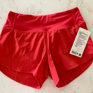 Lululemon Speed Up Shorts size 4 Mid-Rise Carnation Red Lined 4 inch NWT